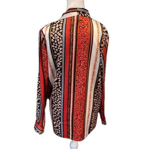 Marc New York M 2-in-1 front  tie faux crossover blouse in vibrant print